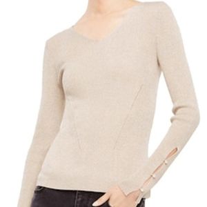 Ann Taylor Pullover Knit Sweater Beige/Gold